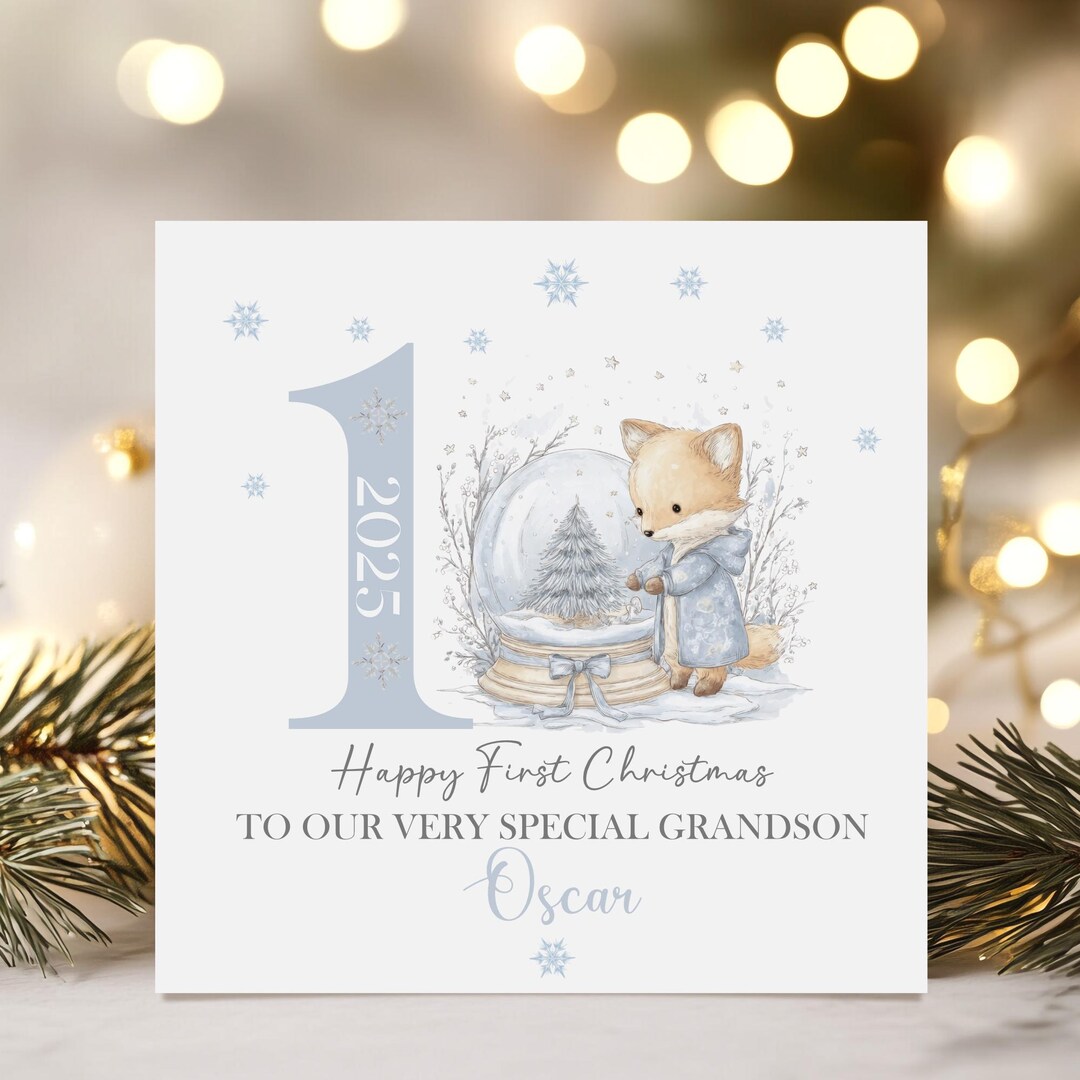 First Christmas Card for Baby Boy, Baby's 1st Christmas 2025, Card for ...
