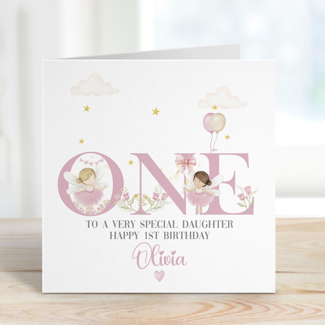 Personalised 1st Birthday Fairy Card for Little Girl, Fairy First ...