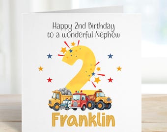 Personalised Digger Birthday Card, Any Age Birthday Construction Birthday Greeting Card For Son/Grandson/Nephew, Building Site Card