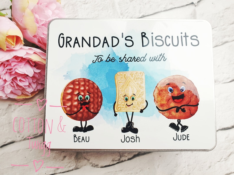 Personalised Biscuit Tin Gift For Grandad Nanny Dad Mum Etsy