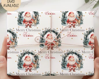 Personalised Christmas Gift Wrap For Boy's & Girls, Santa/Father Christmas Wrapping Paper Roll And Sheets