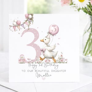 Second Birthday Card For Girl, Personalised Teddy Birthday Card For Daughter/Granddaughter/Niece/Any Relation