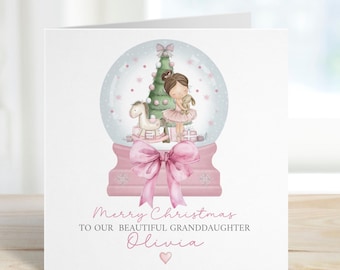 Girls Christmas Card, Pink Ballerina Theme Card for Daughter, Granddaughter, Niece, Little Girl, Any Relation, Christmas 2025