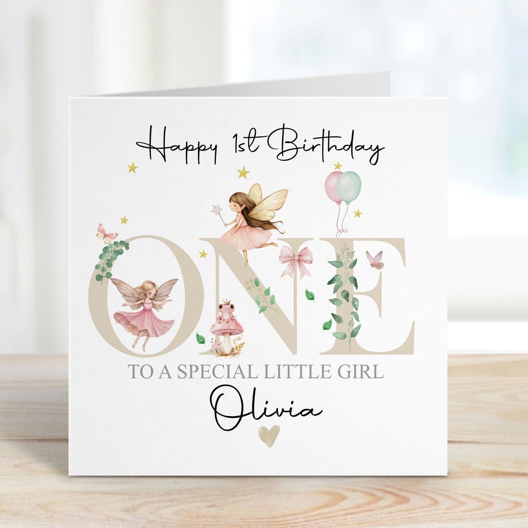 Personalised 1st Birthday Fairy Card for Little Girl, Fairy First ...