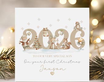 First Christmas Card For Baby Boy Or Girl, Baby's 1st Christmas 2026, Unisex Card for Son, Daughter Nephew, Niece, Any Relation
