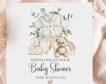 Personalised Baby Shower Card, Baby Boy Shower Card, Baby Shower Gift, New Parents To Be, Mummy To Be, Card For Baby Boy