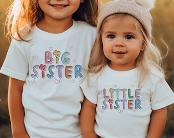 Big Sister, Little Sister Personalised Sleepsuit, Vest & T-shirt, Sibling Matching Outfits, Sibling Matching Babygrow