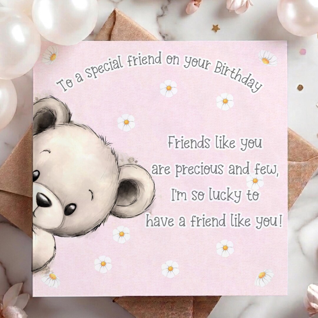 Best Friend Birthday Card, Card for Bestie, Cute Teddy Card - Etsy