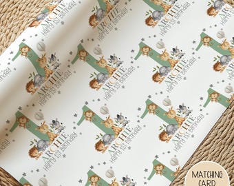 Personalised Safari Animal Birthday Wrapping Paper For Little Boy Or Girl, Jungle Theme 1st/2nd/3rd/Any Age Happy Birthday Gift Wrap,