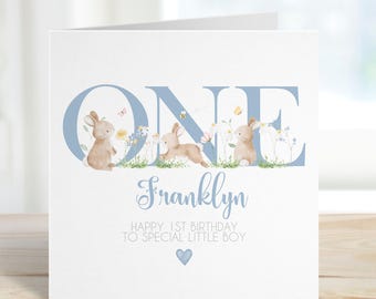 Personalized Peter Rabbit Birthday Card For Son, Grandson, Godson - 1st, 2nd, 3rd Birthday 7 thumbnail image