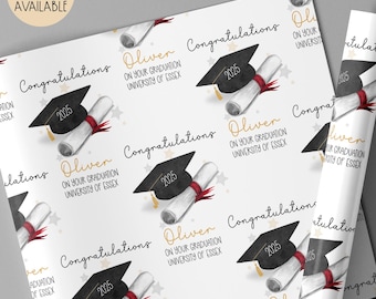Personalised Graduation Gift Wrap Paper, Personalised Wrapping Paper for Him Or Her, Grandson, Granddaughter, University Wrap, Class of 2025