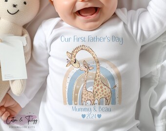 First Fathers Day Sleepsuit, Our First Fathers Day Babygrow, Baby Boy's 1st Father's Day Vest, Fathers Day Gift, Personalised Babygrow