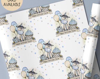 Unicorn Birthday Gift Wrap Paper For Boy's, Personalised Birthday Wrapping Paper for Daughter, Granddaughter, Niece, God-Daughter