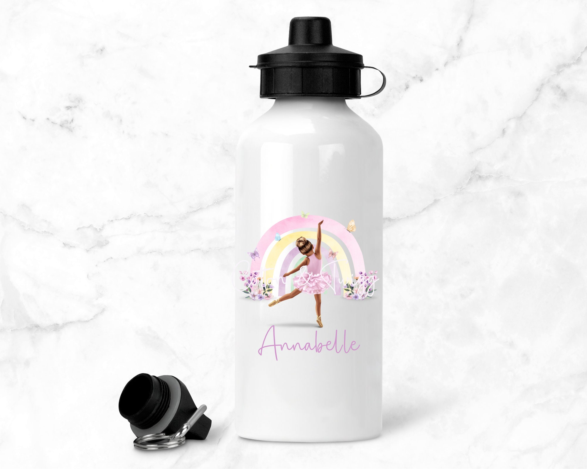 Personalized Ballet Water Bottle & Gym Bag, Ballerina Gift, Personalized PE bag, School, PE, Swim Drawstring Bag, Ballet Gift, Present