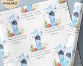 First Birthday Gift Wrap Paper, Under The Sea 1st Birthday Gift Wrap Roll Paper For for Son, Grandson, Nephew, Godson, Any Relation