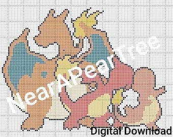 Charmander Evolution Cross Stitch Pattern