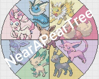Eeveelutions Cross Stitch Pattern