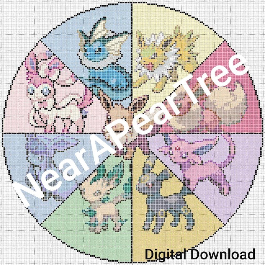 Eeveelutions Cross Stitch Pattern Etsy