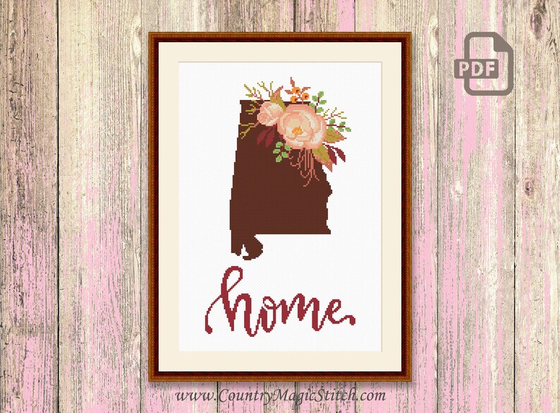 Alabama Cross Stitch Pattern State of Alabama Cross Stitch Etsy