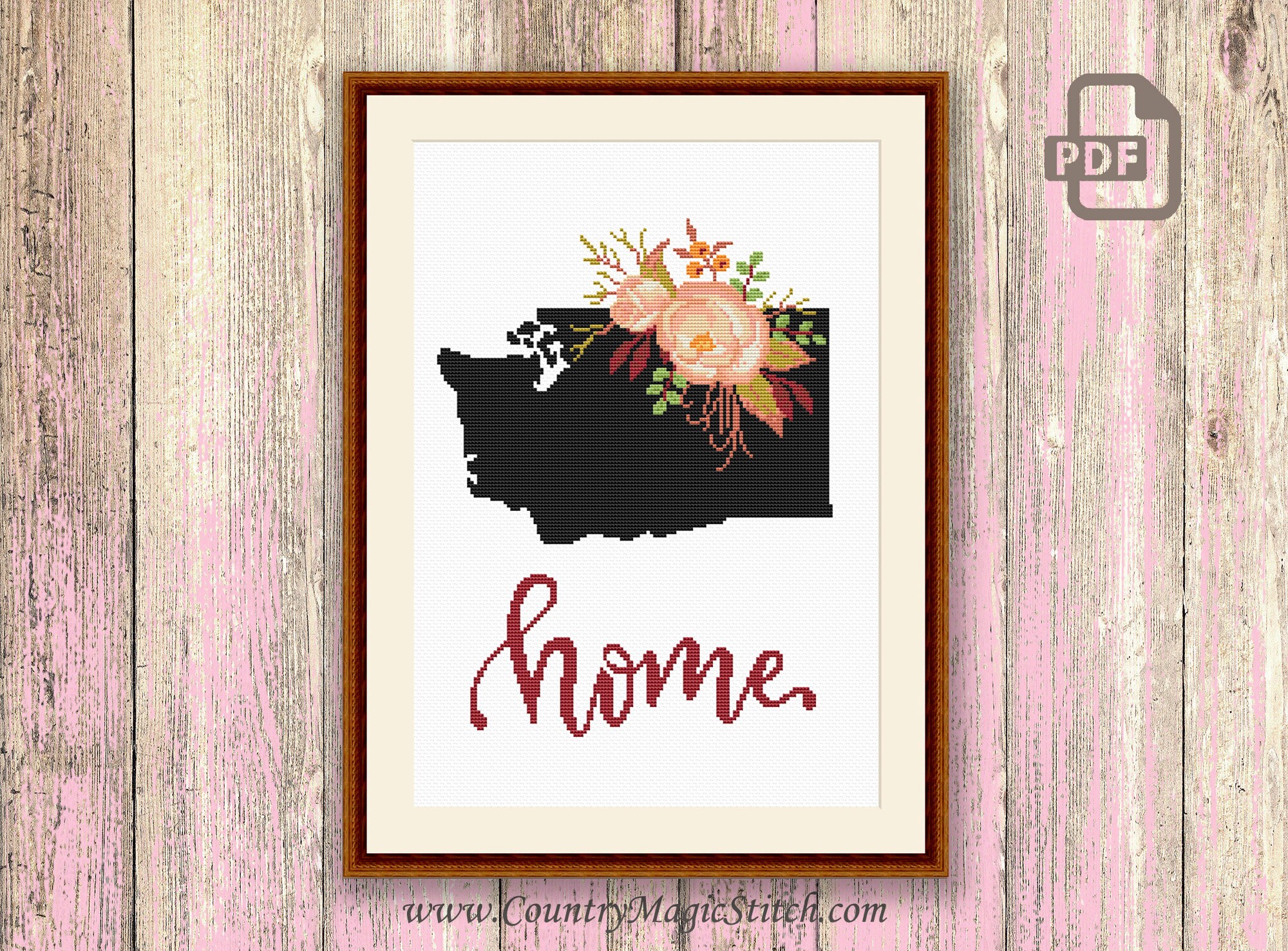 Washington Cross Stitch Pattern State of Washington Cross Etsy