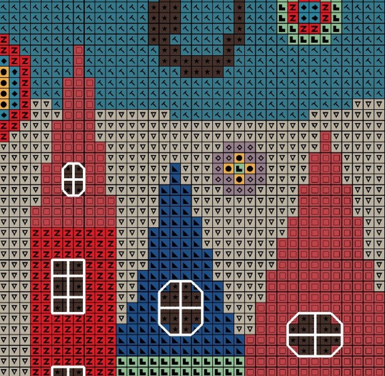 Colorful Houses Cross Stitch Pattern Houses Cross Stitch | Etsy