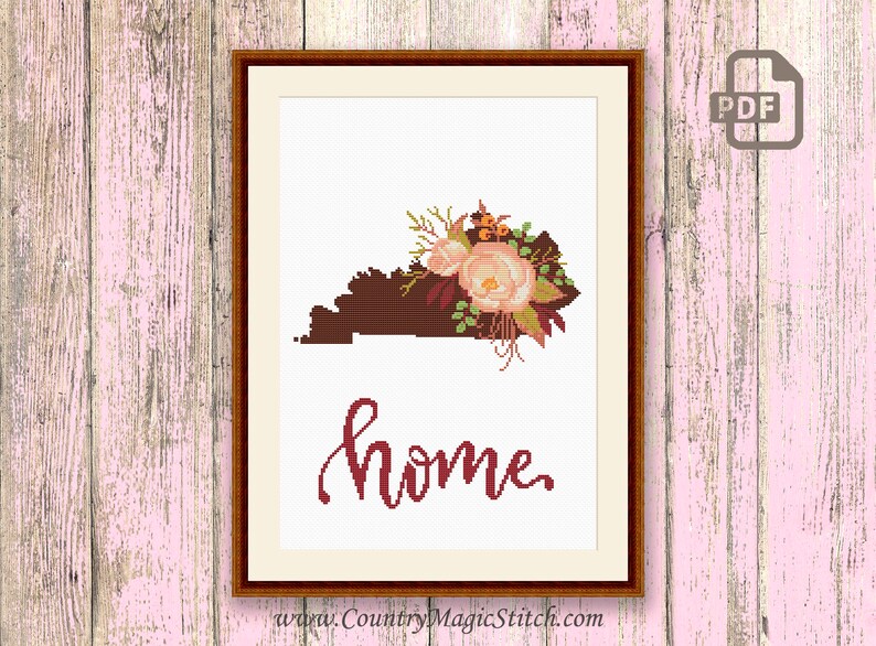 Kentucky Cross Stitch Pattern State of Kentucky Cross Stitch Etsy