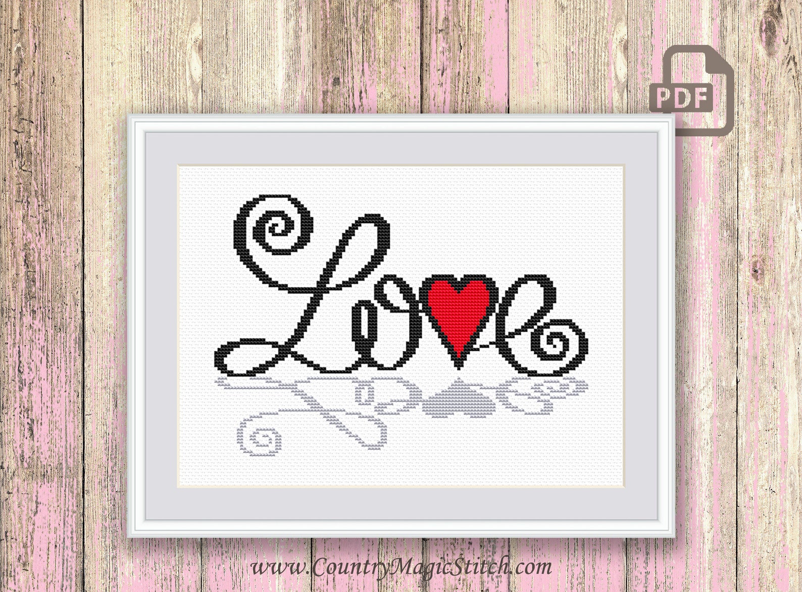 Love Cross Stitch Pattern Heart Cross Stitch Pattern PDF | Etsy