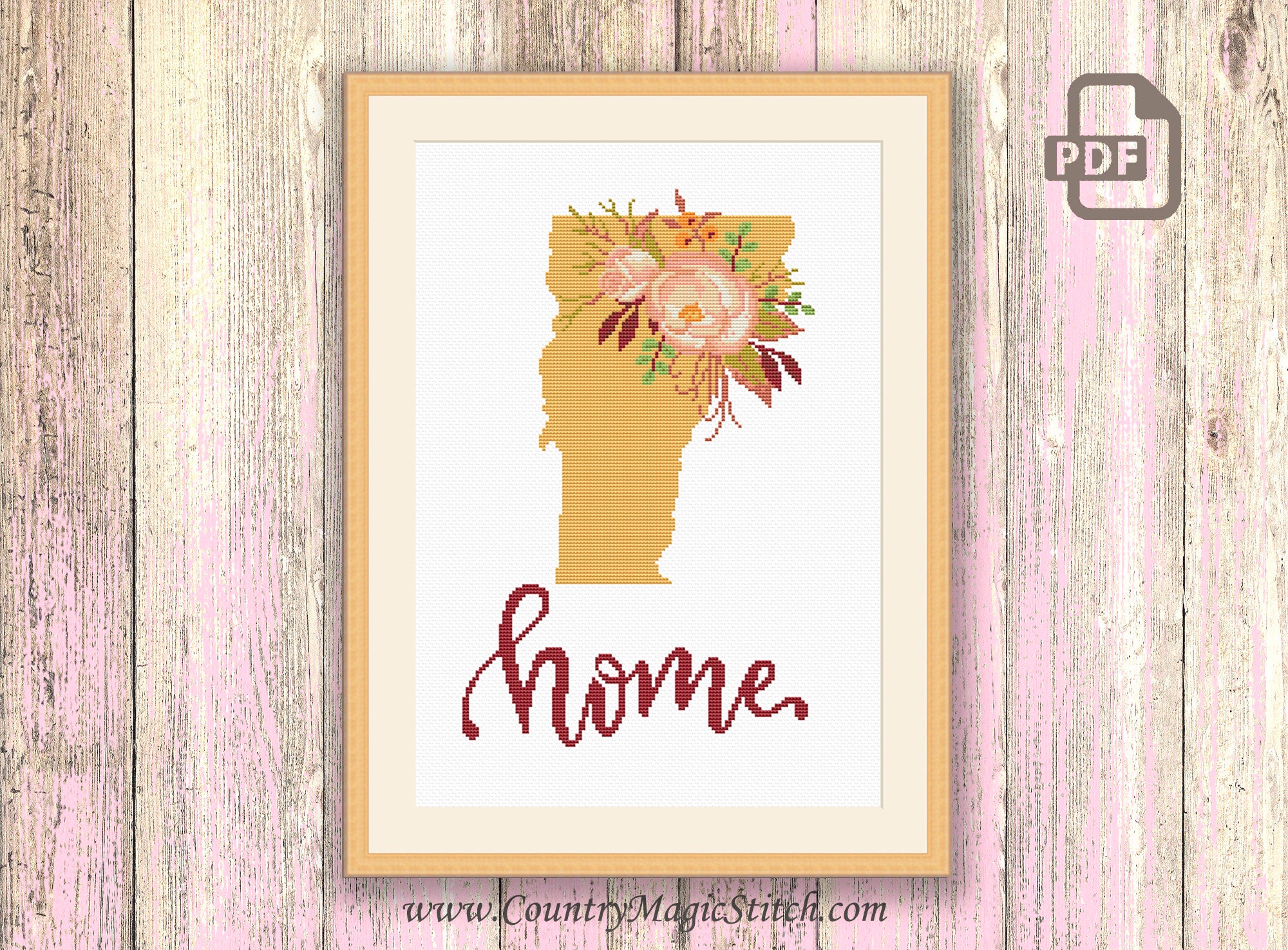 Vermont Cross Stitch Pattern State of Vermont Cross Stitch Etsy
