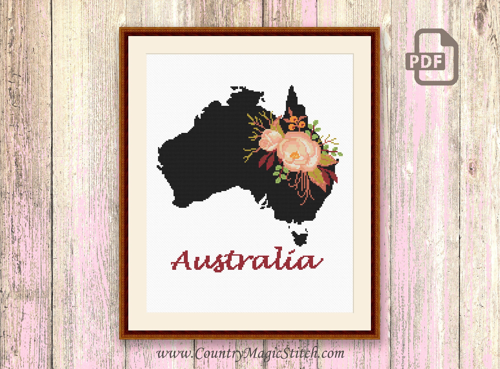 Australia Cross Stitch Pattern Country Cross Stitch Pattern Etsy