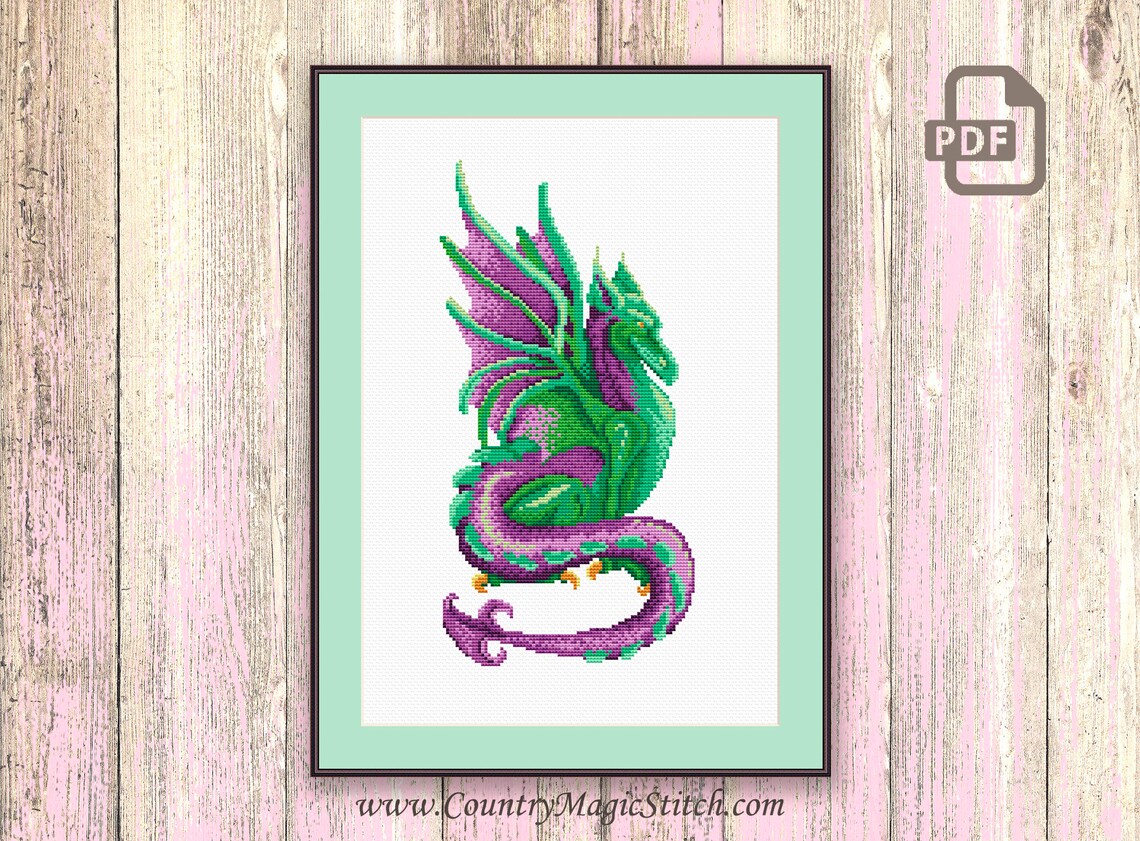 The Dragon Cross Stitch Pattern Modern Cross Stitch Pattern | Etsy