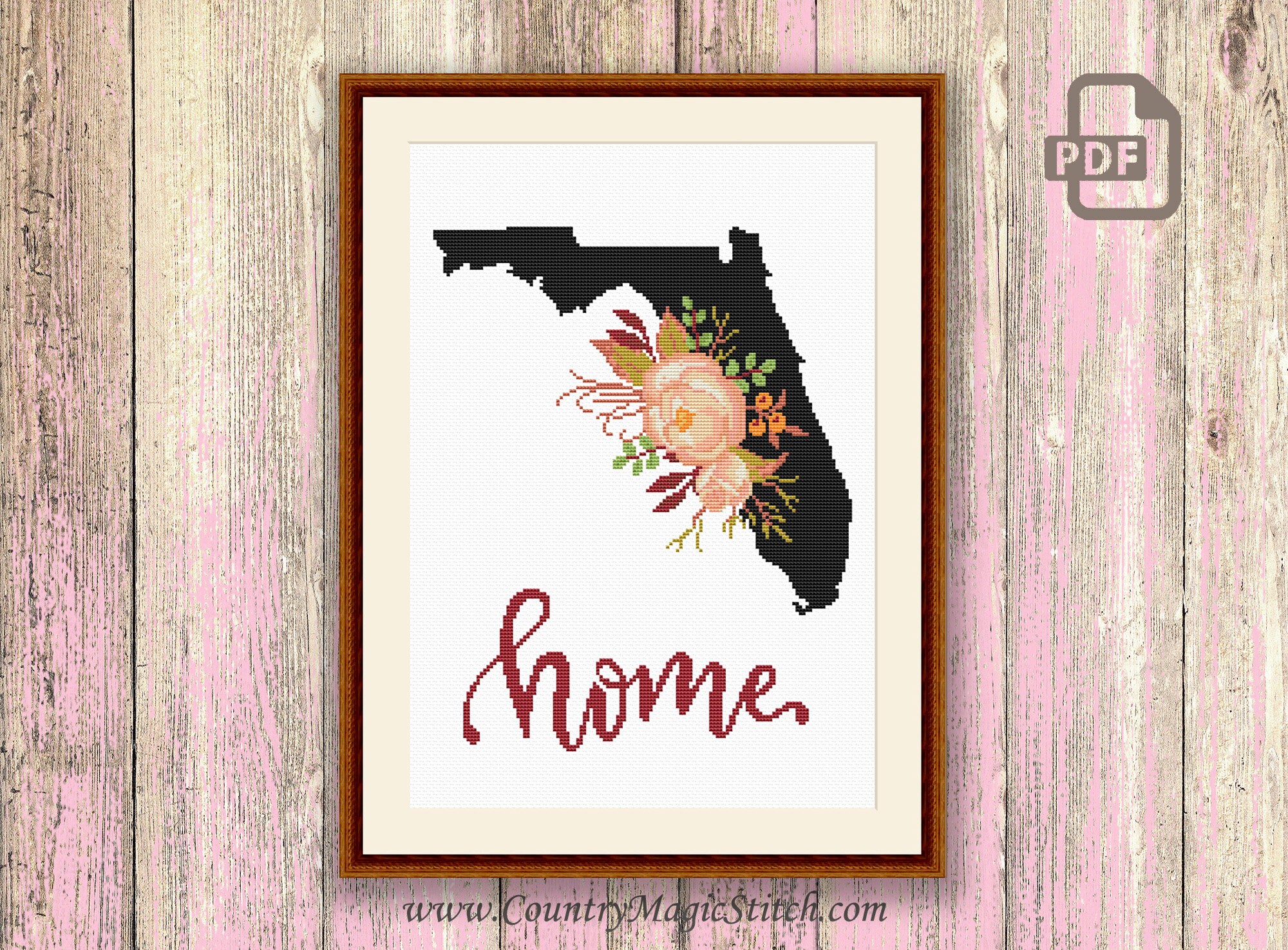 Florida Cross Stitch Pattern State of Florida Cross Stitch Etsy