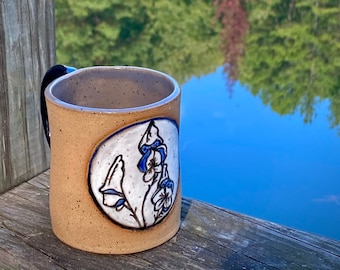 Monkshood/Wolfsbane/Aconite Plant Spirit Mug: Speckled Stoneware Hand-Drawn Poison Garden Mug I