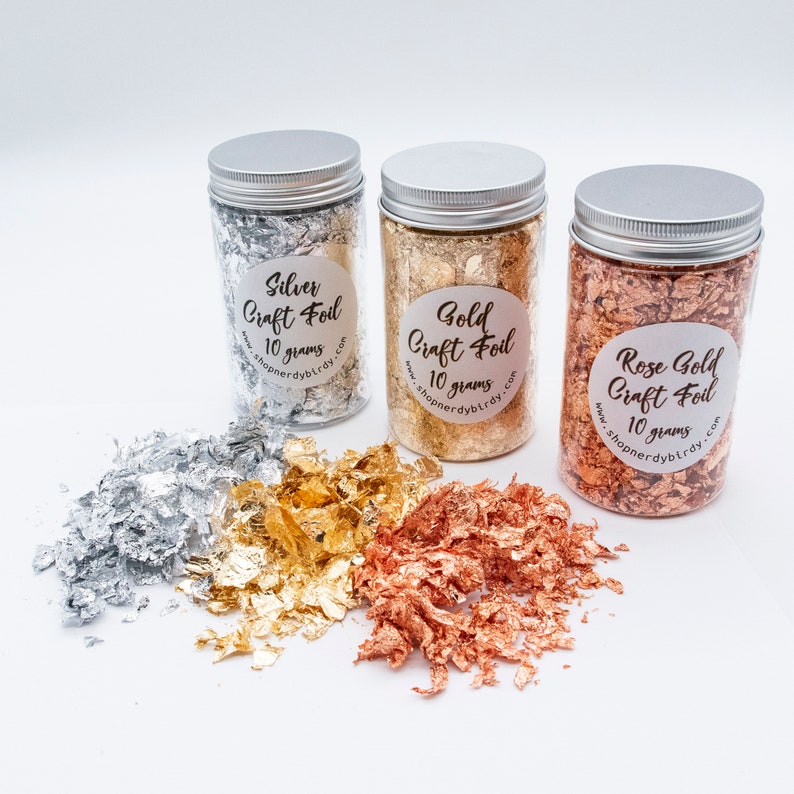 Craft Foil Flakes Gold Silver Rose Gold for Epoxy Crafts, Nail Art, Candles, and more 