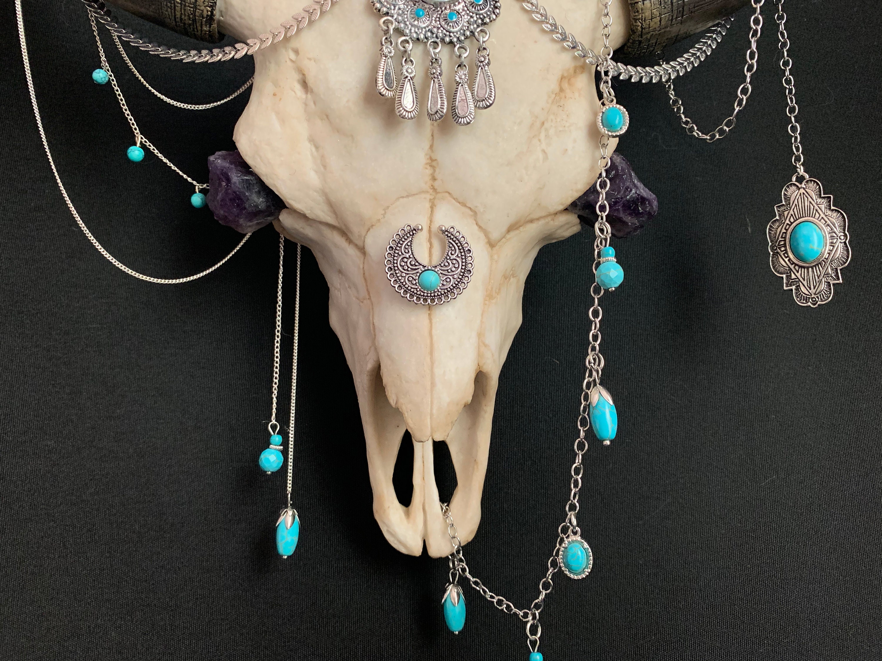 Decorative Cow Skull. Embellished Faux Cow Skull. Turquoise - Etsy