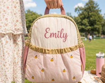 Personalized Toddler Backpack with Name, Custom Citrus School Bag for Kids, Back to School Gift for Girls Boys Kid Preschool Summer Camp Bag