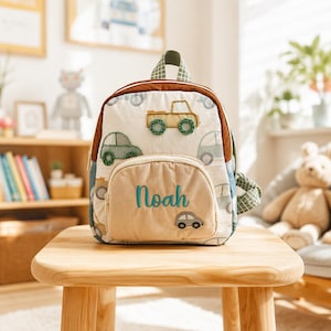 Personalized Toddler Car Backpack with Name, Cute Kids Backpack for Boys, Preschool Backpack, Back to School & Summer Camp Gift