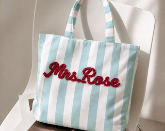 Personalized Teacher Tote Bag with Name, Custom Lightweight Tote Bag, End of School Year Gift, Back to School Teacher Appreciation Gift