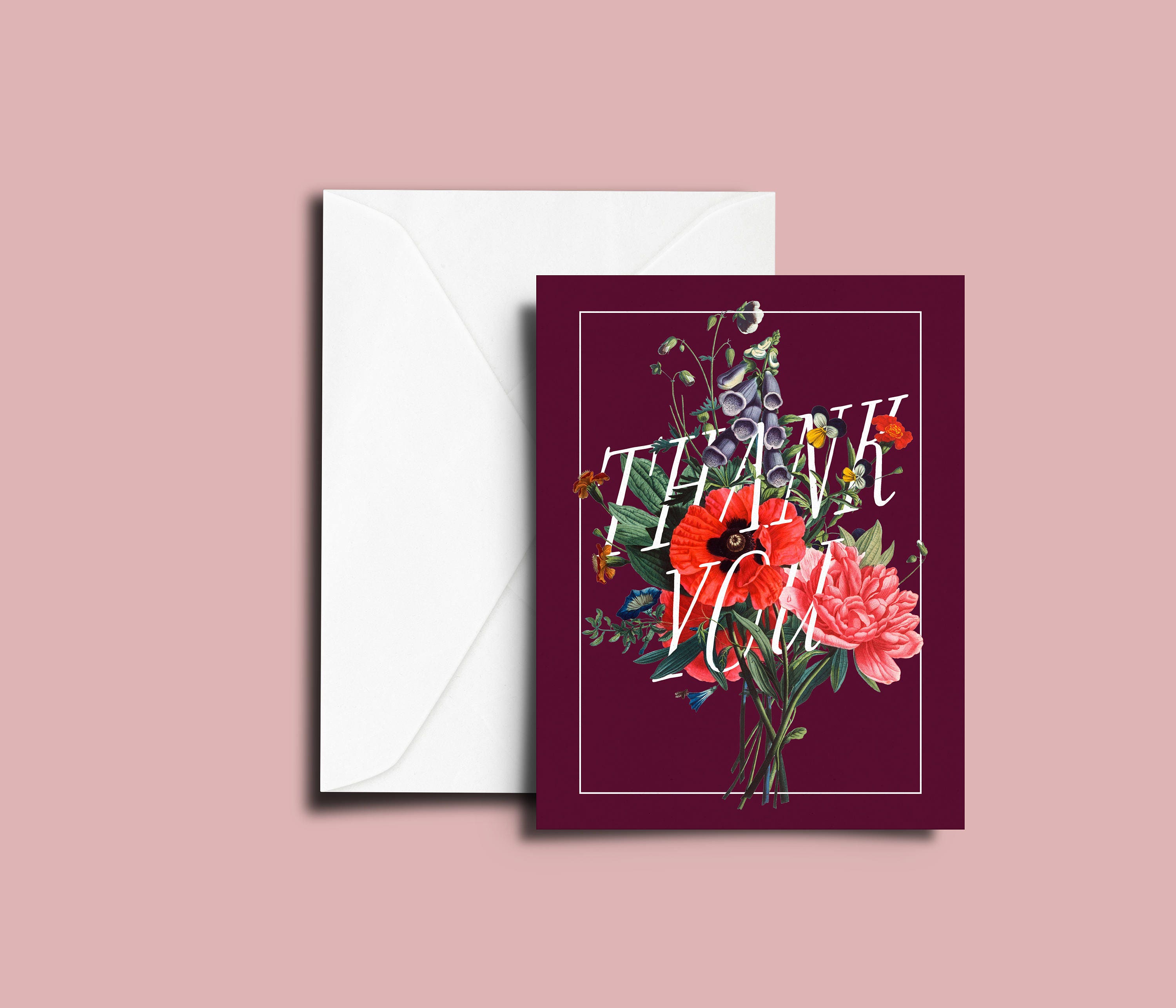 Flower Thank You Card Set of 6 - Etsy
