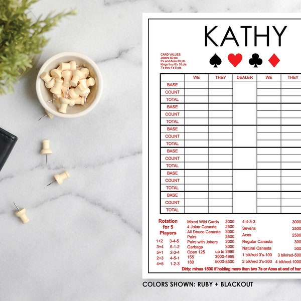 Personalized Canasta Pad - LARGE