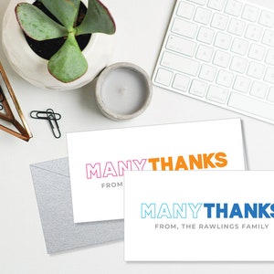 CHECK CARDS | Outline Many Thanks | Set of 14 |