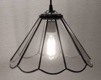 Clear leaded glass hanging pendant light