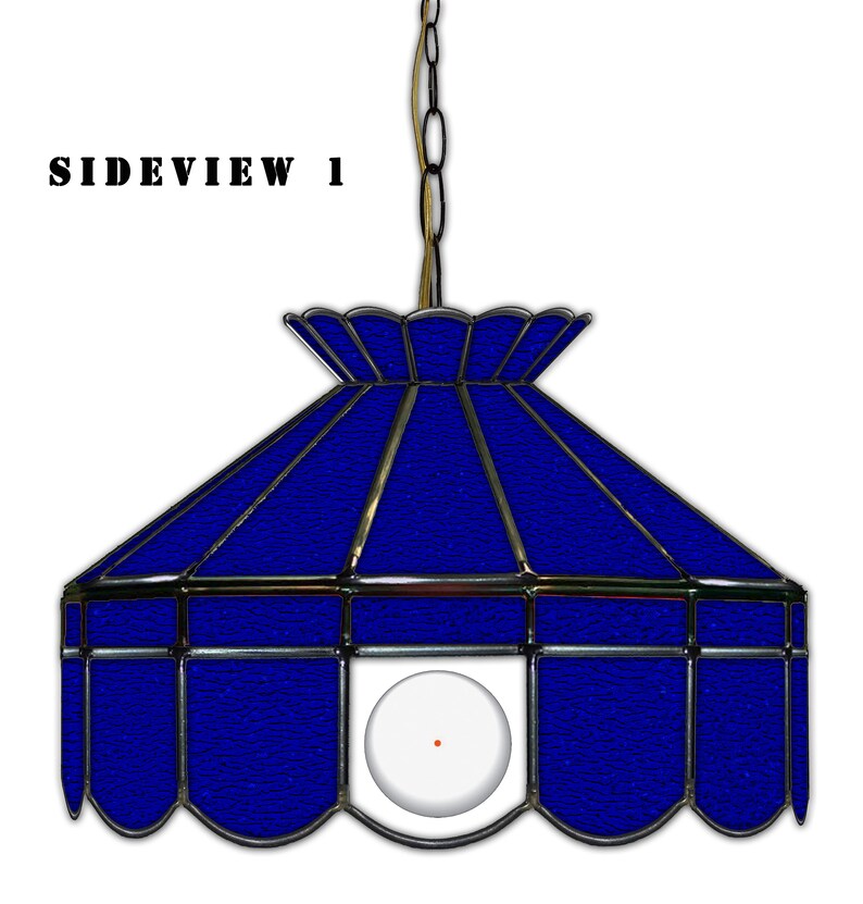 BILLIARD POOL TABLE Lamp All Blue Stained Glass and Mirror Etsy