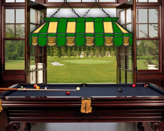 Tiki Bar Stained Glass Pool Table Lamp Etsy UK