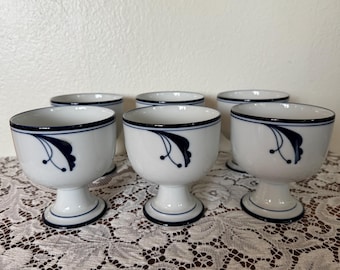 Conjunto de 6 copas de patas azules Dansk Bayberry / Diseño Niels Refsgaard, tazas de cerámica