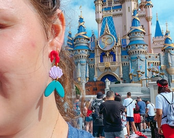 Ariel Inspired Earrings | Handmade Polymer Clay Seashell Earrings
