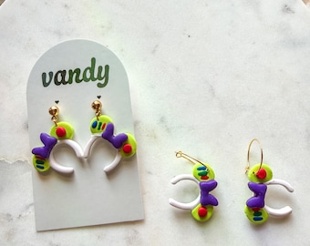 Buzz Lightyear Mouse Ears Dangle Earrings | Polymer Clay, Park Inspired