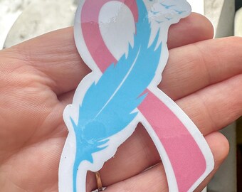 Pregnancy Loss Awareness Ribbon Sticker | Feather, Birds, Weatherproof