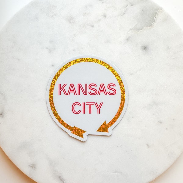 KC Glitter Weatherproof Sticker | Western Auto Kansas City Sticker | Glitter Effect | Kansas City Neon Sign