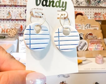 Circle Lined Paper Polymer Clay Earrings | Teacher Gift