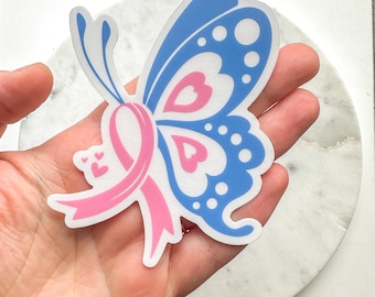 Pregnancy Loss Awareness Butterfly Ribbon Sticker | Weatherproof Decal